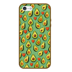 Чехол для iPhone 5/5S матовый Авокадо и сердечки