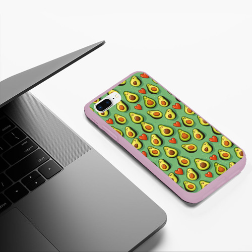 Чехол для iPhone 7Plus/8 Plus матовый с принтом Авокадо и сердечки, фото #5