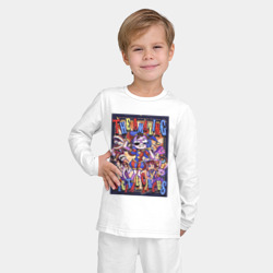 Пижама с принтом Удивительный цифровой цирк в сборе для ребенка, вид на модели спереди №2. Цвет основы: белый