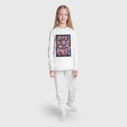 Пижама с принтом Удивительный цифровой цирк в сборе для ребенка, вид на модели спереди №3. Цвет основы: белый