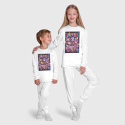 Пижама с принтом Удивительный цифровой цирк в сборе для ребенка, вид на модели спереди №5. Цвет основы: белый