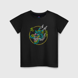 Неоновый дракон - символ – Светящаяся детская футболка с принтом купить со скидкой в -20%