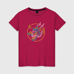 Светящаяся женская футболка Неоновый дракон - символ