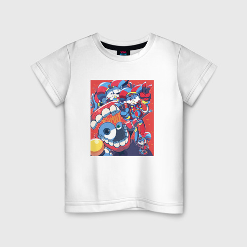 Детская футболка из хлопка с принтом Помни и Кейн Удивительный цифровой цирк, вид спереди №1