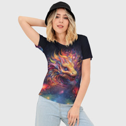 Женская футболка 3D Slim Космический дракон - символ года - фото 2