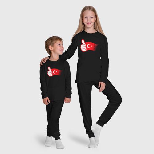 Детская пижама с лонгсливом хлопок Турецкий лайк, цвет черный - фото 9