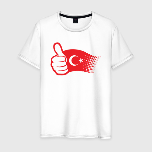 Мужская футболка из хлопка с принтом Турецкий лайк, вид спереди №1