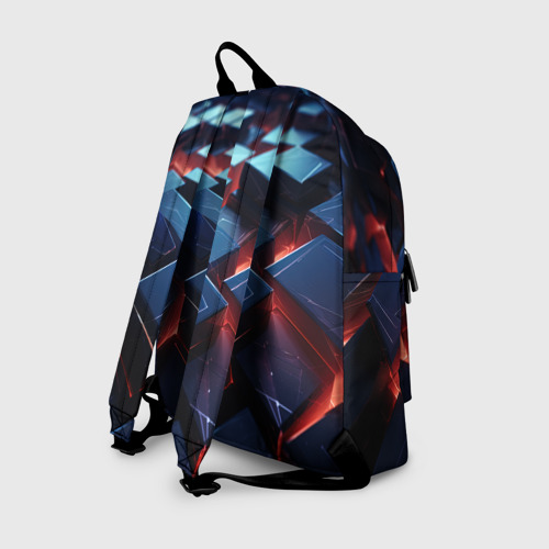 Рюкзак 3D с принтом Синие плиты  абстракция разлома, вид сзади #1