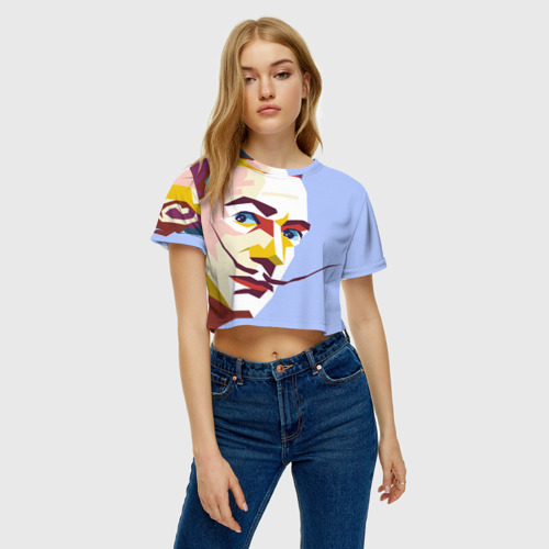Женская футболка Crop-top 3D Сальвадор Дали в стиле поп арт, цвет 3D печать - фото 3