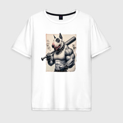 Качок Булли с битой - нейросеть – Мужская футболка хлопок Oversize с принтом купить со скидкой в -16%