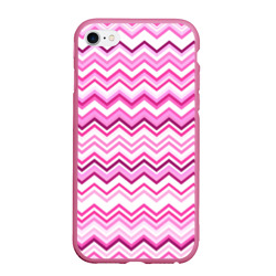 Ломаные полосы бело-розовый – Чехол для iPhone 6/6S матовый с принтом купить