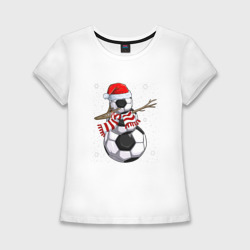 Женская футболка хлопок Slim Soccer snowman