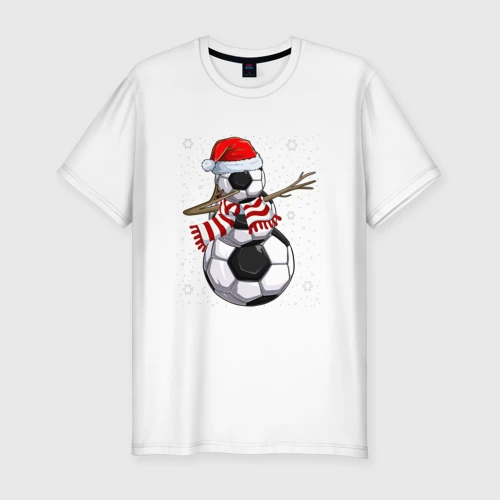 Мужская футболка хлопок Slim Soccer snowman