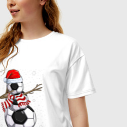 Женская футболка хлопок Oversize Soccer snowman - фото 2