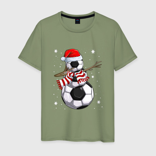 Мужская футболка хлопок Soccer snowman, цвет авокадо