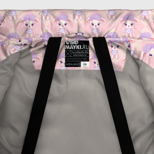 Зимняя куртка для девочек 3D Овечка на розовом фоне, цвет светло-серый - фото 7