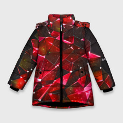 Зимняя куртка для девочек 3D Красное разбитое стекло
