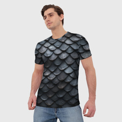 Мужская футболка 3D Чешуя черного дракона - фото 2