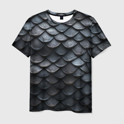 Мужская футболка 3D Чешуя черного дракона