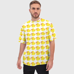 Мужская футболка oversize 3D Семейка желтых резиновых уточек - фото 2