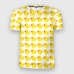Мужская футболка 3D Slim Семейка желтых резиновых уточек