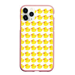 Чехол для iPhone 11 Pro Max матовый Семейка желтых резиновых уточек