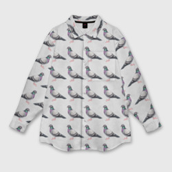 Мужская рубашка oversize 3D Голуби воркуют