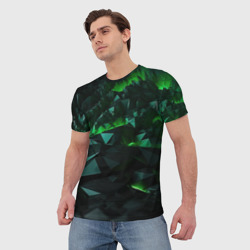 Мужская футболка 3D Зеленая геометрическая  абстракция - фото 2