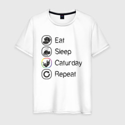 Eat sleep caturday – Мужская футболка хлопок с принтом купить со скидкой в -20%