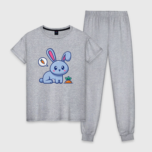 Женская пижама хлопок Кролик в огороде, цвет меланж