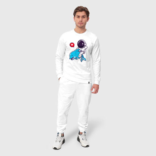 Мужской костюм хлопок с принтом Космонавт и дельфин, фото на моделе #1