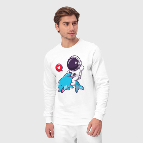 Мужской костюм хлопок с принтом Космонавт и дельфин, вид сбоку #3
