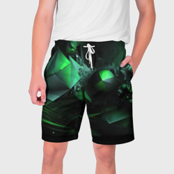 Мужские шорты 3D Геометрическая  текстурная зеленая    абстракция 