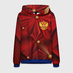 Мужская толстовка 3D Золотой герб России на красной абстракции