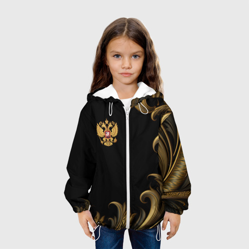 Детская куртка 3D Герб России и золотистый узор, цвет белый - фото 4