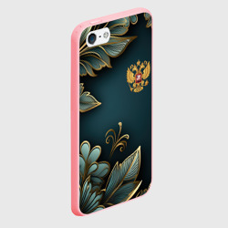 Чехол для iPhone 5/5S матовый Золотые листья и герб России - фото 2