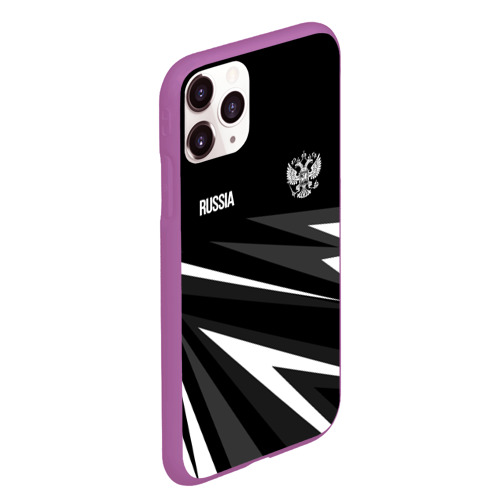 Чехол для iPhone 11 Pro Max матовый с принтом Russia - black and white geometry, вид сбоку #3