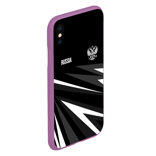 Чехол для iPhone XS Max матовый с принтом Russia - black and white geometry, вид сбоку #3