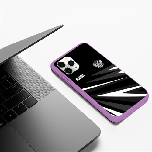 Чехол для iPhone 11 Pro Max матовый с принтом Russia - black and white geometry, фото #5