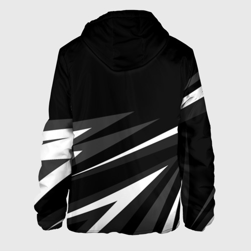 Мужская куртка 3D с принтом Russia - black and white geometry, вид сзади #1