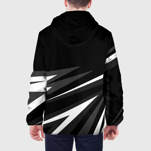Мужская куртка 3D с принтом Russia - black and white geometry, вид сзади #2