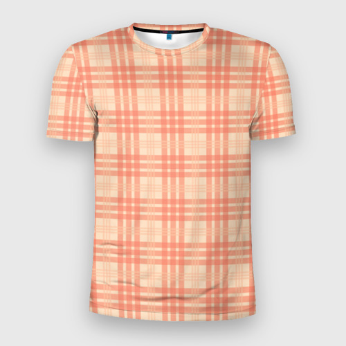 Мужская футболка 3D Slim с принтом Шотландский персиковый, вид спереди #2