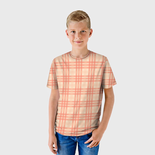 Детская футболка 3D с принтом Шотландский персиковый, фото на моделе #1