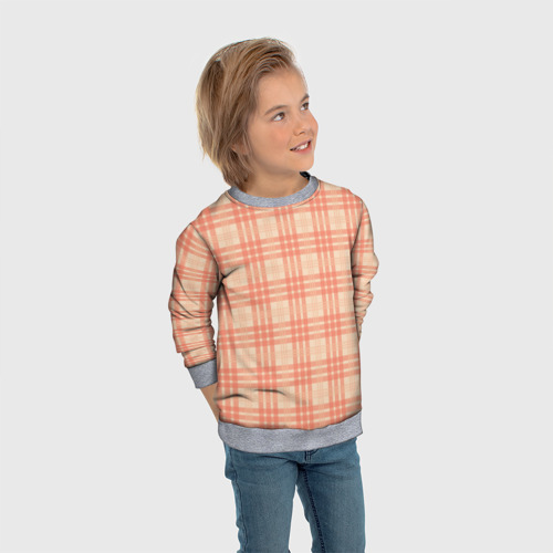 Детский свитшот 3D с принтом Шотландский персиковый, вид сбоку #3