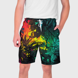 Мужские шорты 3D Яркие разноцветные абстрактные листья