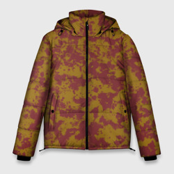  Бордово-горчичные пятна – Мужская зимняя куртка 3D с принтом купить