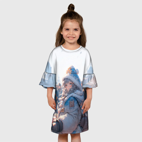 Детское платье 3D с принтом Аниме Снегурочка, вид сбоку #3