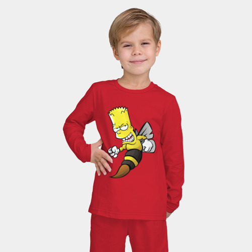 Детская пижама с лонгсливом хлопок Барт Симпсон шершень - перевоплощение, цвет красный - фото 3