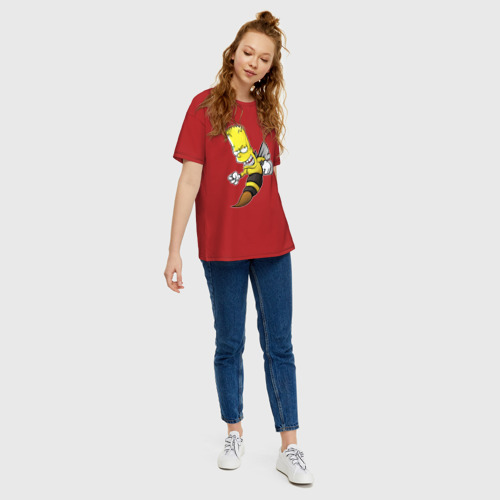 Женская футболка хлопок Oversize с принтом Барт Симпсон шершень - перевоплощение, вид сбоку #3