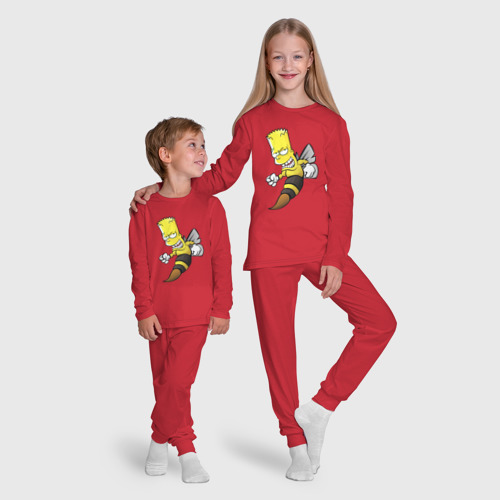 Детская пижама с лонгсливом хлопок Барт Симпсон шершень - перевоплощение, цвет красный - фото 9